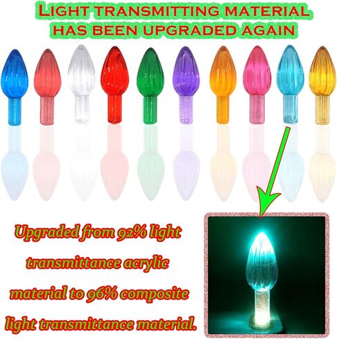 110Pcs in 10 Colors Ceramic Christmas Tree Replacement Lights - Plastic Bulbs Pegs, Included Angel Topper/Heart Top/Cross Stars/Egg/Turkey/Skeleton Hand/Clover. in Saudi Arabia