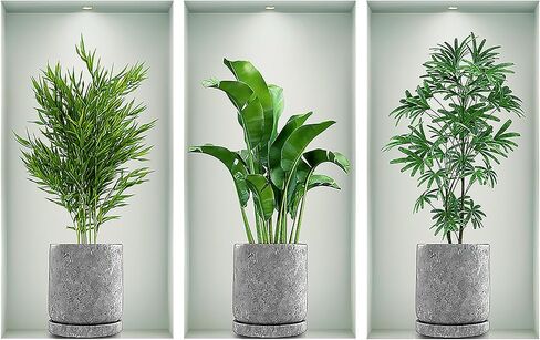 3D Vivid Green Plants Wall Decal, Removable Green Leaves Wall Sticker for Bedroom Living Room Office Bathroom Kitchen Home Decor(Plant2) in Saudi Arabia
