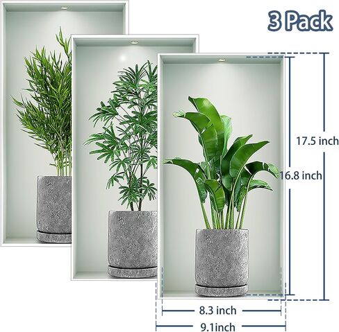 3D Vivid Green Plants Wall Decal, Removable Green Leaves Wall Sticker for Bedroom Living Room Office Bathroom Kitchen Home Decor(Plant2) in Saudi Arabia