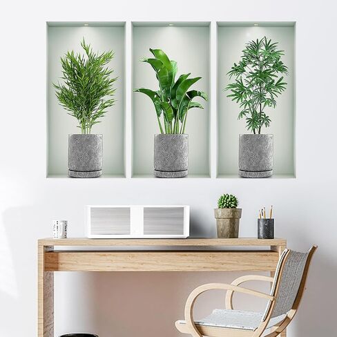 3D Vivid Green Plants Wall Decal, Removable Green Leaves Wall Sticker for Bedroom Living Room Office Bathroom Kitchen Home Decor(Plant2) in Saudi Arabia