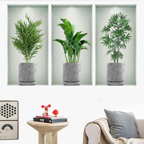 3D Vivid Green Plants Wall Decal, Removable Green Leaves Wall Sticker for Bedroom Living Room Office Bathroom Kitchen Home Decor(Plant2) in Saudi Arabia