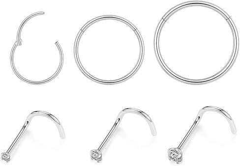 FUNLMO 20G حلقات الأنف التيتانيوم ثقب الأنف ترصيع الأنف ثقب المجوهرات حلقات الأنف الأطواق اللولب الغضروف Daith Tragus Rook Conch ثقب المجوهرات النائمة الأقراط in Saudi Arabia
