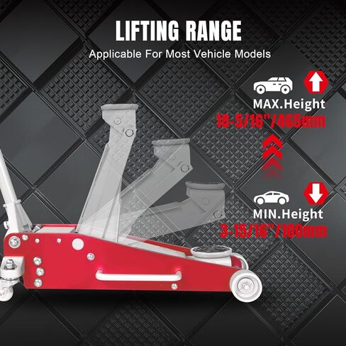 BIG RED AT830011LR-1 رافعة أرضية سباق من الألومنيوم والفولاذ تورين مع مضخة رفع سريعة بمكبس مزدوج، سعة 3 طن (6000 رطل)، أحمر in Kuwait
