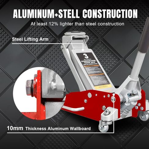 BIG RED AT830011LR-1 رافعة أرضية سباق من الألومنيوم والفولاذ تورين مع مضخة رفع سريعة بمكبس مزدوج، سعة 3 طن (6000 رطل)، أحمر in Kuwait