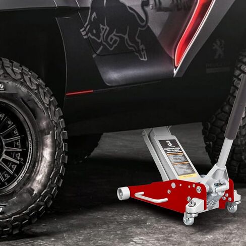 BIG RED AT830011LR-1 رافعة أرضية سباق من الألومنيوم والفولاذ تورين مع مضخة رفع سريعة بمكبس مزدوج، سعة 3 طن (6000 رطل)، أحمر in Kuwait