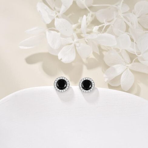 925 Sterling Silver Round Black Onyx Stud Earrings Cubic Zirconia CZ Jewelry for Men Women in Saudi Arabia