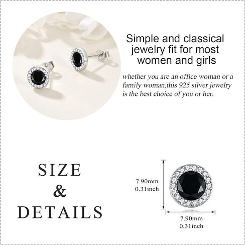 925 Sterling Silver Round Black Onyx Stud Earrings Cubic Zirconia CZ Jewelry for Men Women in Saudi Arabia