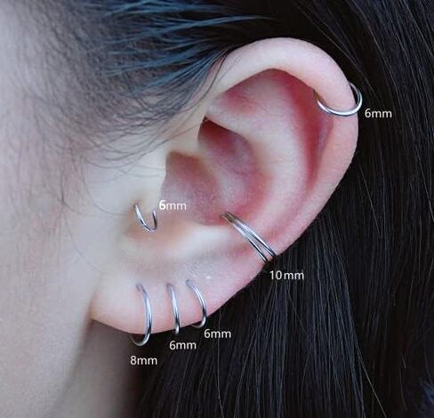 14K الذهب Huggie هوب أقراط للغضروف الزنمة محارة الفص هيبوالرجينيك صغيرة رقيقة هوب أقراط لثقب متعددة in Saudi Arabia