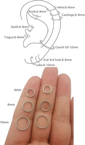 14K الذهب Huggie هوب أقراط للغضروف الزنمة محارة الفص هيبوالرجينيك صغيرة رقيقة هوب أقراط لثقب متعددة in Saudi Arabia