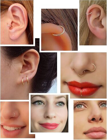 14K الذهب Huggie هوب أقراط للغضروف الزنمة محارة الفص هيبوالرجينيك صغيرة رقيقة هوب أقراط لثقب متعددة in Saudi Arabia