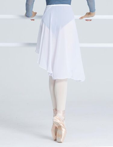 Women Ballet Wrap Skirt, Irregular Mid-Length Sheer Dance Skirts, Adjustable Waist Skirt for Teen Girls in Kuwait