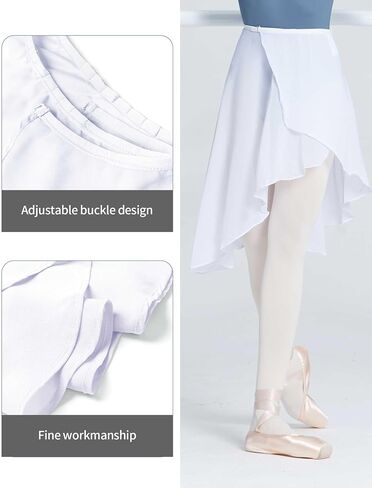 Women Ballet Wrap Skirt, Irregular Mid-Length Sheer Dance Skirts, Adjustable Waist Skirt for Teen Girls in Kuwait