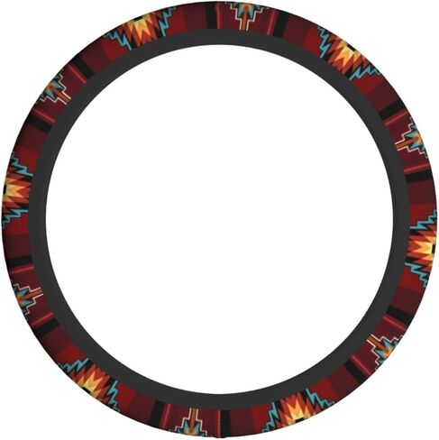 Native American Tribal Steering Wheel Cover for Women Men Southwest Pattern Native Aztec Red Print Navajo Design Wheel Protector Case Auto Car Accessories Universal for Cars Trucks (15 Inch) in Saudi Arabia