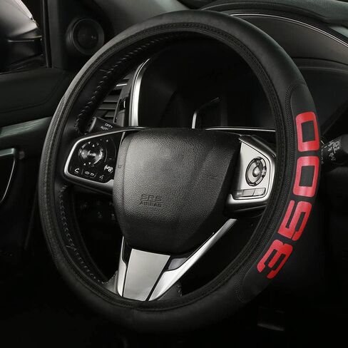 Microfiber Leather Car Steering Wheel Covers fit for Chevy Silverado Steering Wheel Cover 14-15.5inch Anti-Slip, Breathable -Red in Saudi Arabia