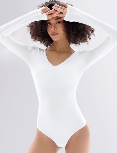 Long Sleeve Bodysuits V Neck Body Suits for Womens Sexy Thong Bodysuit Shirts Going Out Tops in Saudi Arabia