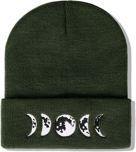 Gothic Moon Phase Skull Beanie Hats for Men Women, Halloween Knit Winter Hat for Birthday in Saudi Arabia