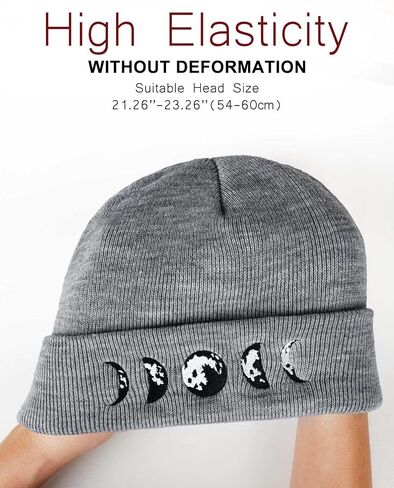 Gothic Moon Phase Skull Beanie Hats for Men Women, Halloween Knit Winter Hat for Birthday in Kuwait