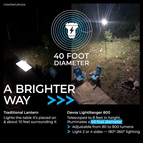 Devos Outdoor | LightRanger 800 Lumen Rechargeable Telescoping LED Lantern | 30 Hour Run Time | Illuminates a 40 Foot Diameter Area in Kuwait