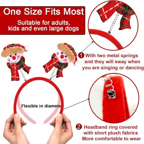 عصابات رأس عيد الميلاد من بارتي ويند لديكورات الحفلات، أزياء عطلة عيد الميلاد اللطيفة للأطفال البالغين، هدايا لوازم حفلات عيد الميلاد مع عصابة رأس سانتا قرن الرنة (12 نمطًا) in Kuwait
