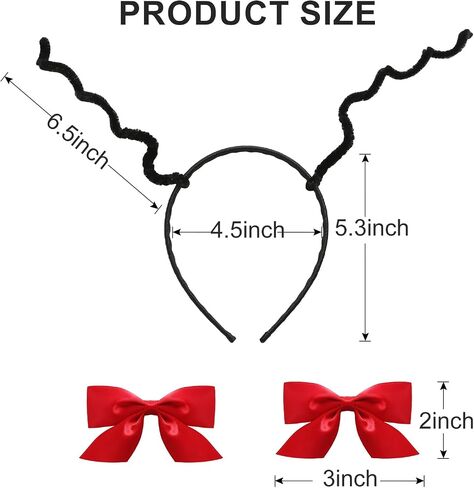 Halloween Costume Accessories Antenna Headband Red Bow Hair Clips Book Character Hair Accessory Party Supplies in Saudi Arabia