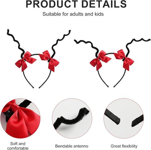 Halloween Costume Accessories Antenna Headband Red Bow Hair Clips Book Character Hair Accessory Party Supplies in Saudi Arabia