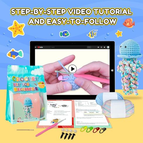 Crochet Kit for Beginners Adults Starter Friendly Crochet Kit with Step-by-Step Video Tutorials,Learn to Cute Gorilla Crochet Animal Kits,DIY Knitting Supplies,Easy Peasy Yarn for Crochet Lovers in Saudi Arabia