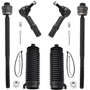 6pcs Front Tie Rods Kit for Chevy GMC Silverado Sierra Suburban Yukon XL 1500 Tahoe Cadillac Escalade ESV EXT, 4 Inner and Outer Tie Rod Ends 2 Boots Steering Kit Replacement