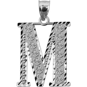 925 Sterling Silver Initial Letter M Charm Pendant, 1"