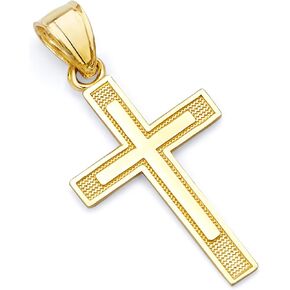 14k REAL Yellow OR White Gold Religious Latin Style Cross Charm Pendant