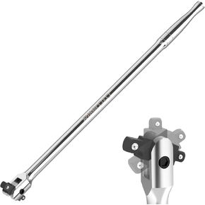 3/8" and 1/2" Drive Breaker Bar, 24-Inch 360° Rotatable Head Dual Drive Breaker Bars with Spring-loaded Detent Ball