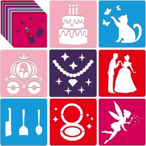 24 Pieces Girl Drawing Stencils Chalk Stencils for Kids Outside Painting Templates Sidewalk Stencil for Kids Toddlers Preschooler (5 Inches)