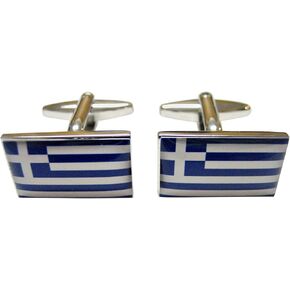 Kiola Designs Greek Greece Flag Cufflinks, blue, white