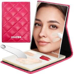Foundation Cream Makeup Mixing Palette Kit/Alyfini Small Travel Mirror, 100 Disposable Palette Paper, Spatula/Professional Makeup Artist Kit Essentials/Stage Cosplay Wedding SFX Makeup Kit Gifts