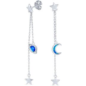 Personalize Initial Alphabet A-Z American Patriotic Celestial Rock Star Initial Wire Cartilage Ear Cuffs For Women Teens Clip Wrap Helix Non Pierced Earrings .925 Sterling Silver Customizable