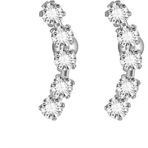 20G CZ Climber Stud Earrings for Women Girls 18K Gold Plated Stainless Steel Curve Cartilage Helix Conch Daith Piercing Jewelry Hypoallergenic