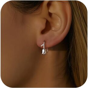 Cute Tulip Dangle Earrings for Women ASTeacher Appreciation Gifts S925 Sterling Silver Tulip Flower Crawler Cuff Earrings Wraps for Women Dainty Flower Earrings for Mother's Day Graduation Gifts for Tulip Lovers