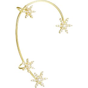 Akeoqi Zircon Butterfly Snowflake Clover Ear Cuff Earrings No Piercing Ear Clip Wrap Crawler Climber Earrings Inlaid Rhinestone Ear Clip Wrap Around Earrings for Women Silver Gold Tone