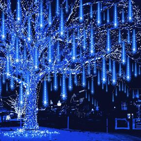 Halloween Lights Outdoor, Meteor Shower Lights Christmas Lights for Halloween Decorations, 8Tube 192LED Snow Falling Rain Icicle String Lights for Xmas Christmas Decor Tree Party,UL Plug Green