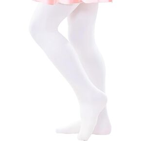 danswan 1 Pack Girls Toddler Child Student Ballet Dance Tights Footed Ultra Soft Ballet Legging Stocking Sport (White, Child Age 11-14)