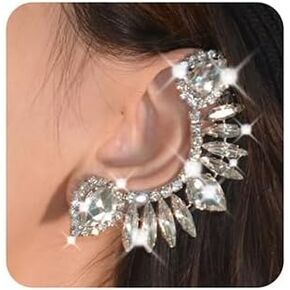 Xerling Iced Out Full Rhinestones Earrings Crystal Climber Crawler Boho Earrings for Women Bling Bridal Clip-on Pierced Earrings for Wedding Prom