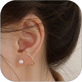 1Pairs Claw Earrings for Women Gold Cuff Earrings Minimalist Stud Earrings Gold Pearl Ear Cuff Earrings Hoop Huggie Earrings Statement Jewelry Gift for womens