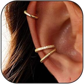 Gold Ear Cuffs for Women Non Piercing Cubic Zirconia Ear Cuff Earrings Trendy Thin Huggie Hoop Earring Cartilage Ear Cuffs for Women Jewelry Gift