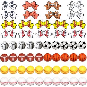 Focal Silicone Beads Sports for Pens Sports 15mm Round Beads Silicone Beads Keychain Silicone Shaped Beads for Beaded Pen(40pcs 15mm Round Beads 18pcs Sports Focal Beads)