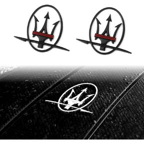 2PC Side Door Trident Logo Emblem Stickers,Meserati 3D Rear Window Badge Compatible with Qvattroporte,Ghiblii Series Accessories(Black Red)