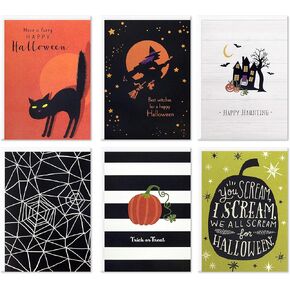 Hallmark Kraft Thanksgiving Cards Assortment (24 Assorted Cards with Envelopes) Leaves, Pumpkins, Gourds