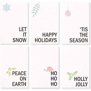 48 Pack Merry Christmas Greetings Cards with Envelopes Set, 4x6 Note Cards Box Set for Xmas Festive Holiday Seasons, 6 Winter Animals Designs