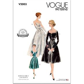 Vogue Misses' Vintage 1959 One-Piece Dress and Petticoat Sewing Pattern Packet, Design Code V2003, Sizes 6-8-10-12-14, Multicolor