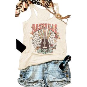 LANMERTREE Summer Vintage Racerback Tank Top Women A Little Country A Little Hood Funny Country Sleeveless Shirt Tops