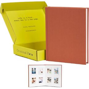 96 Pockets Linen Hardcover Photo Album, Wedding Guest Book With Writing Space - Fits for Instax Mini Film, 2x3 inch instant photo film (Cream Beige)
