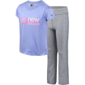 New Balance Girls' Active Leggings Set - Two Piece T-Shirt and Flare Leg Yoga Pants - Athleisure Pants Set for Girls (7-16), Size 7-8, Galaxy Purple